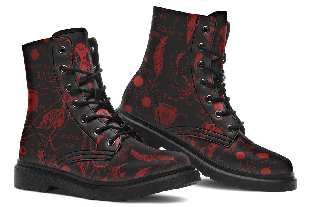 Blood Raven Study Boots - Vegan Leather Doc-Style Boots with Durable Stitched on Soles