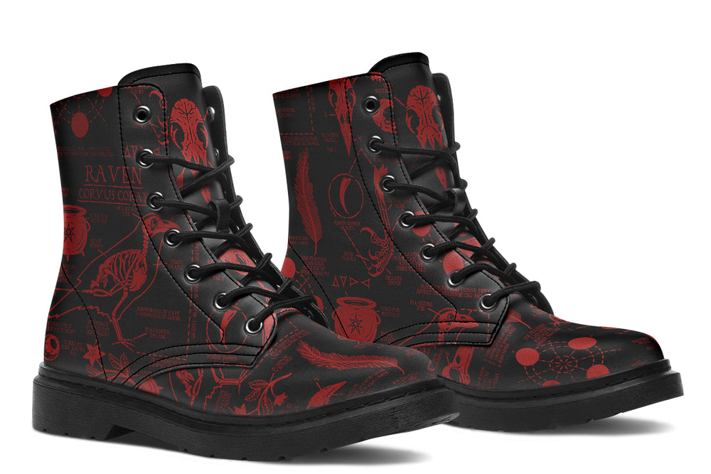 Blood Raven Study Boots - Vegan Leather Doc-Style Boots with Durable Stitched on Soles