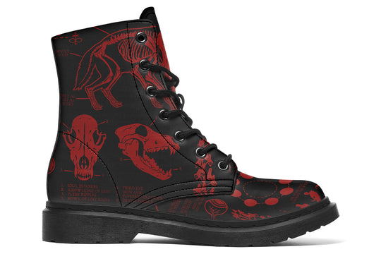 Blood Wolf Study Boots - Vegan Leather Doc-Style Boots with Durable Stitched on Soles