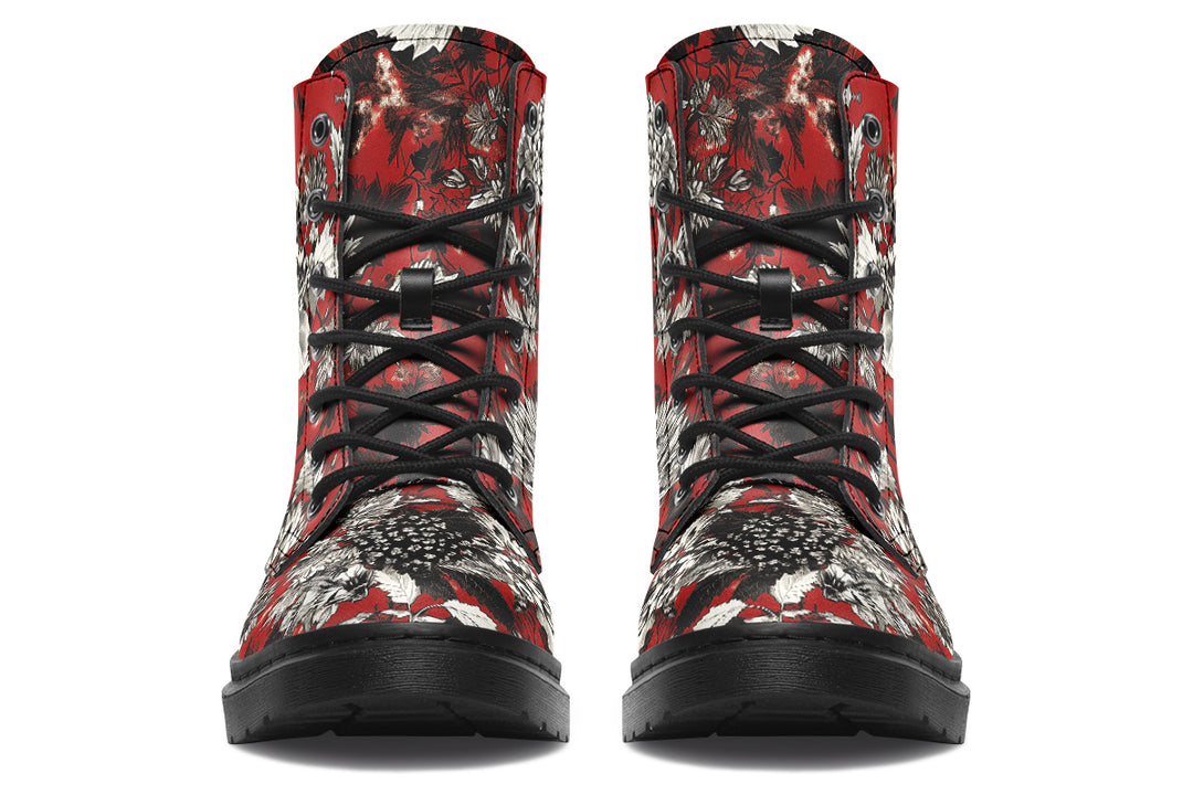 Bloodflower Boots - Vegan Leather Doc-Style Boots with Durable Stitched on Soles