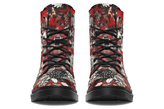 Bloodflower Boots - Vegan Leather Doc-Style Boots with Durable Stitched on Soles