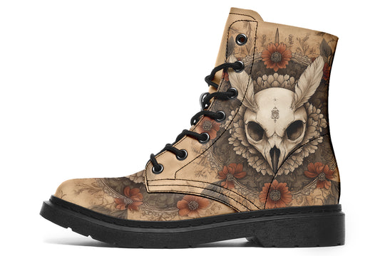 Bonewing Mandala Boots - Vegan Leather Doc-Style Boots with Durable Stitched on Soles