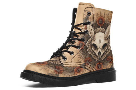 Bonewing Mandala Boots - Vegan Leather Doc-Style Boots with Durable Stitched on Soles