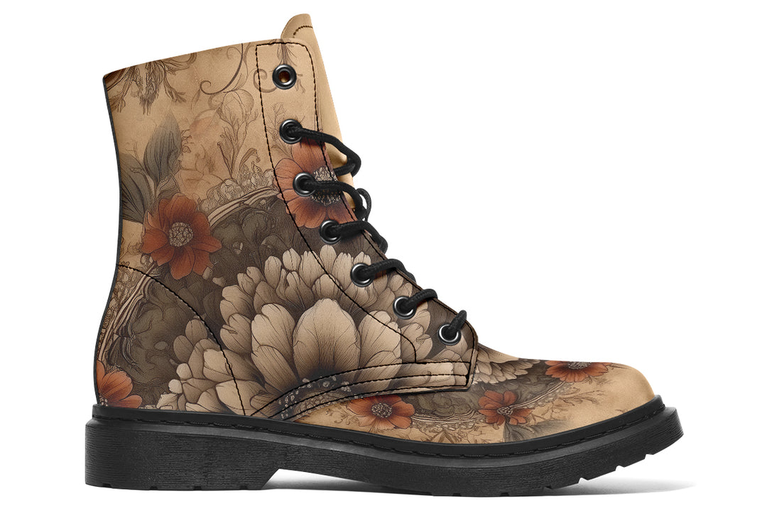 Bonewing Mandala Boots - Vegan Leather Doc-Style Boots with Durable Stitched on Soles