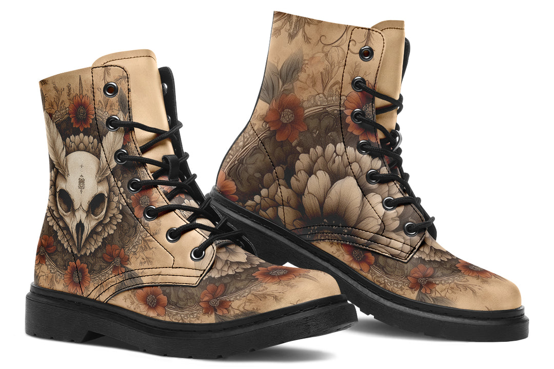 Bonewing Mandala Boots - Vegan Leather Doc-Style Boots with Durable Stitched on Soles