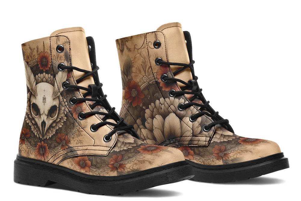 Bonewing Mandala Boots - Vegan Leather Doc-Style Boots with Durable Stitched on Soles