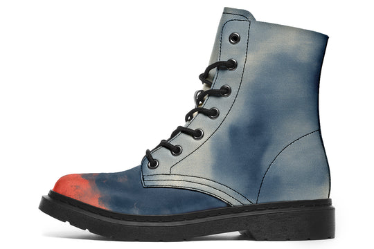 Burning Horizon Boots - Vegan Leather Doc-Style Boots with Durable Stitched on Soles