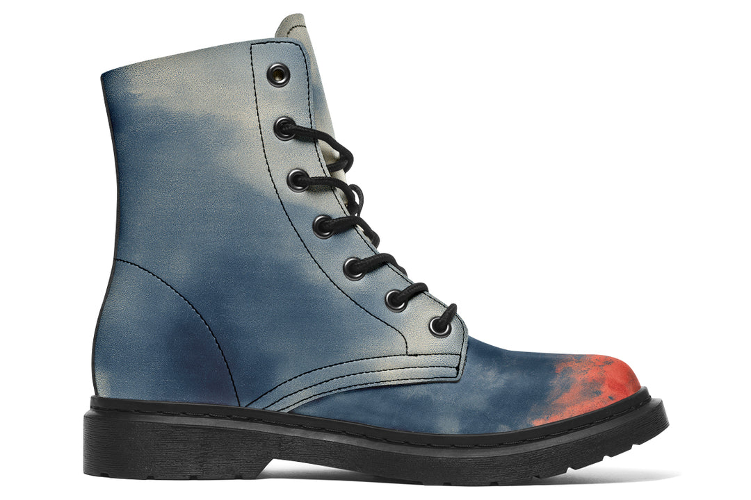 Burning Horizon Boots - Vegan Leather Doc-Style Boots with Durable Stitched on Soles