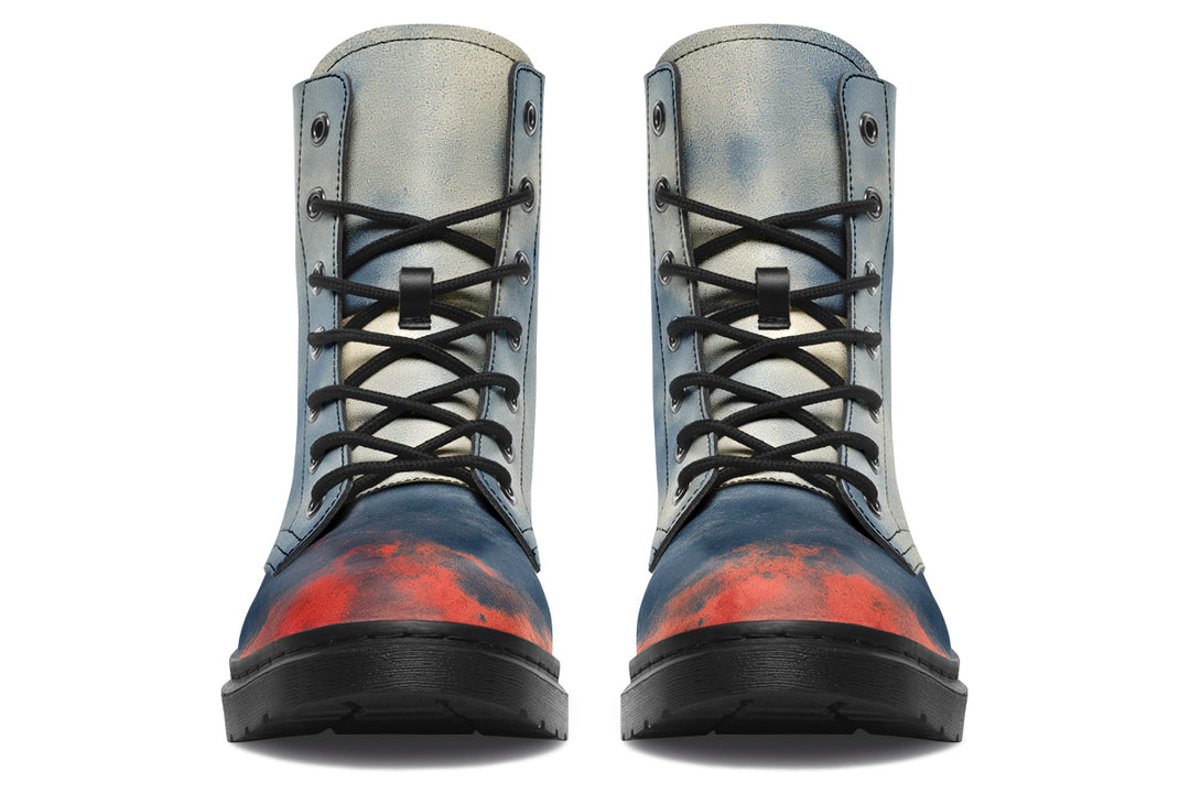 Burning Horizon Boots - Vegan Leather Doc-Style Boots with Durable Stitched on Soles