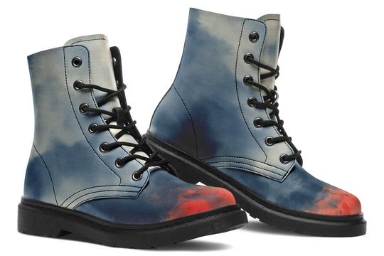 Burning Horizon Boots - Vegan Leather Doc-Style Boots with Durable Stitched on Soles