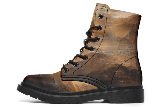 Burnt Ochre Boots - Vegan Leather Doc-Style Boots with Durable Stitched on Soles