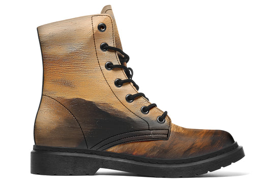 Burnt Ochre Boots - Vegan Leather Doc-Style Boots with Durable Stitched on Soles