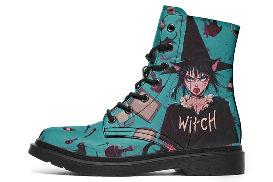 Cat Lady Boots - Vegan Leather Doc-Style Boots with Durable Stitched on Soles