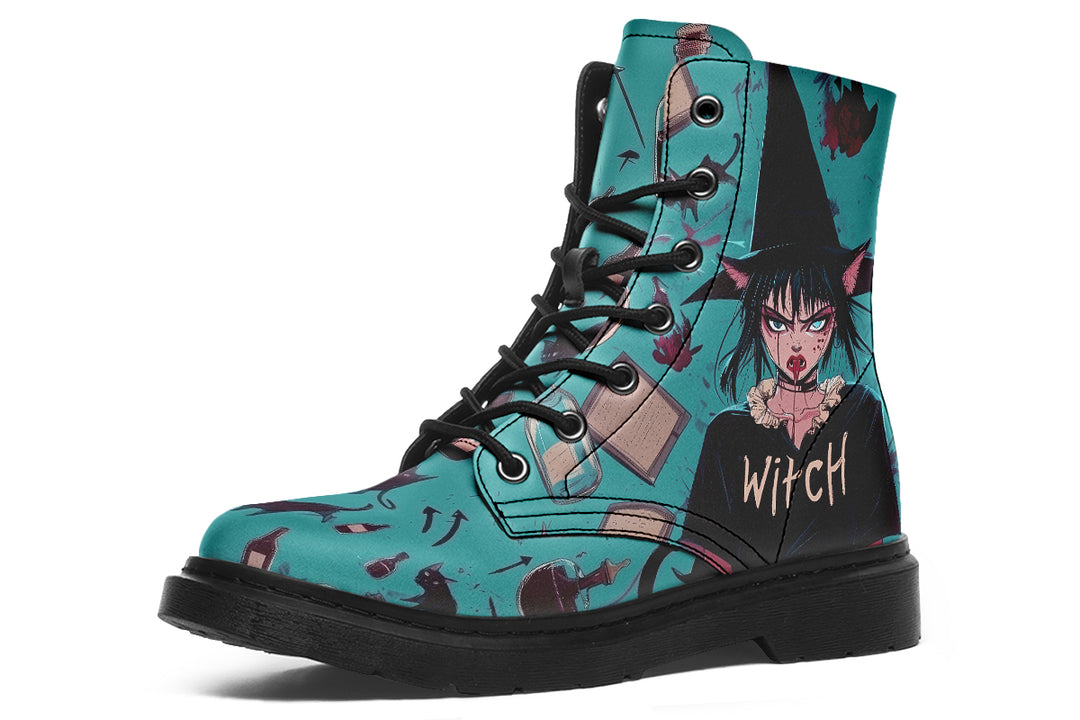 Cat Lady Boots - Vegan Leather Doc-Style Boots with Durable Stitched on Soles