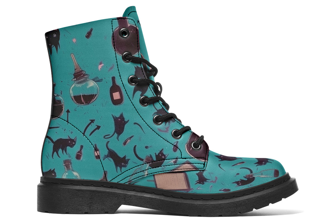 Cat Lady Boots - Vegan Leather Doc-Style Boots with Durable Stitched on Soles