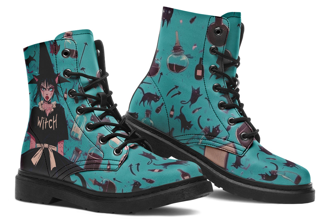 Cat Lady Boots - Vegan Leather Doc-Style Boots with Durable Stitched on Soles