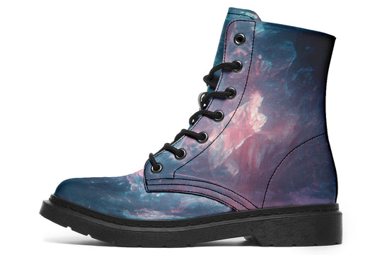 Celestial Crystal Boots - Vegan Leather Doc-Style Boots with Durable Stitched on Soles