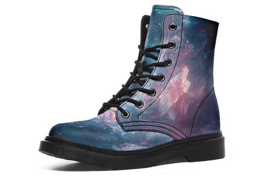 Celestial Crystal Boots - Vegan Leather Doc-Style Boots with Durable Stitched on Soles