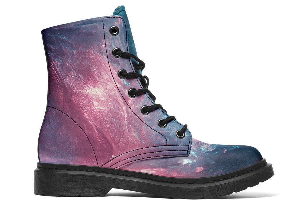 Celestial Crystal Boots - Vegan Leather Doc-Style Boots with Durable Stitched on Soles