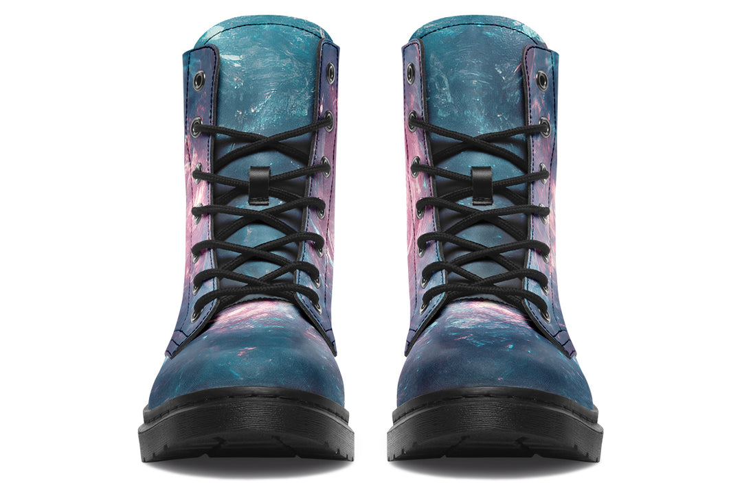 Celestial Crystal Boots - Vegan Leather Doc-Style Boots with Durable Stitched on Soles