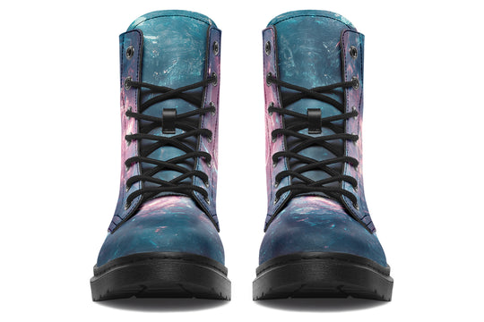 Celestial Crystal Boots - Vegan Leather Doc-Style Boots with Durable Stitched on Soles