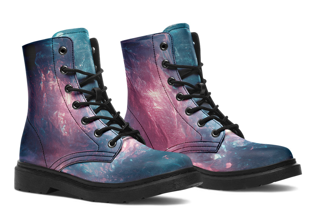 Celestial Crystal Boots - Vegan Leather Doc-Style Boots with Durable Stitched on Soles