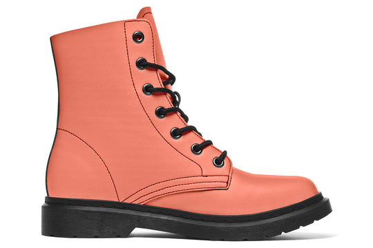 Coral Blush Boots - Vegan Leather Doc-Style Boots with Durable Stitched on Soles