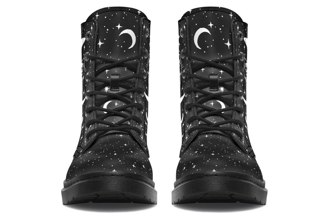 Death Tarot Boots - Vegan Leather Doc-Style Boots with Durable Stitched on Soles