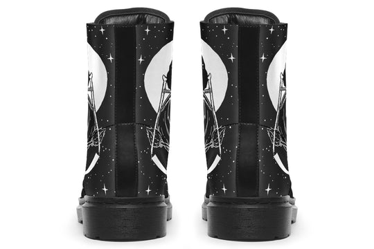 Death Tarot Boots - Vegan Leather Doc-Style Boots with Durable Stitched on Soles