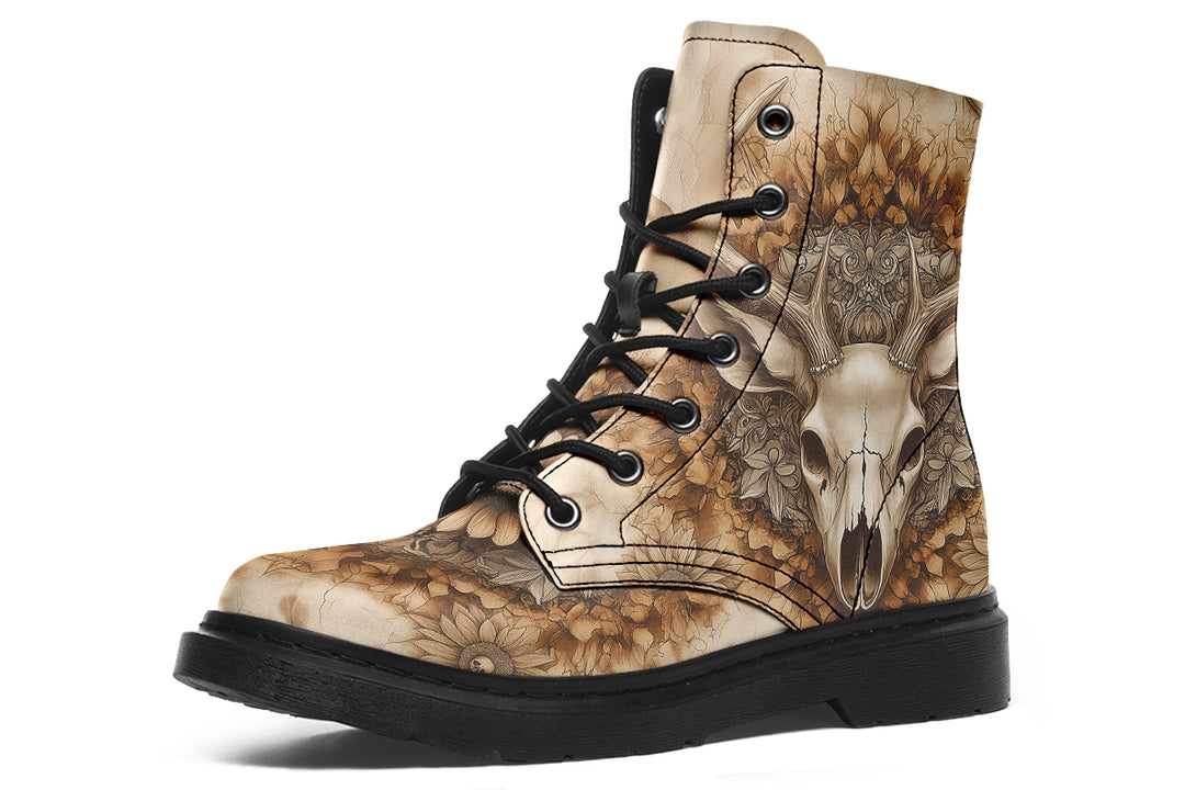 Deathhart Mandala Boots - Vegan Leather Doc-Style Boots with Durable Stitched on Soles