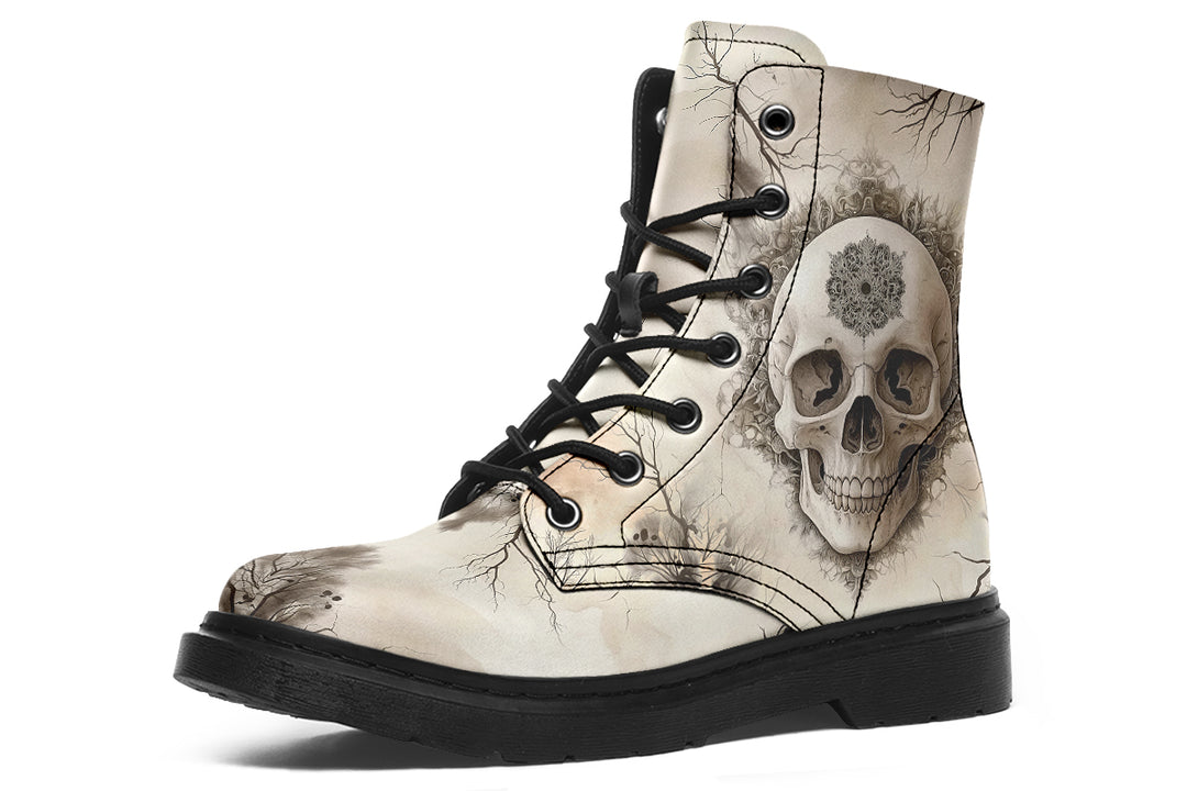 Deathmark Mandala Boots - Vegan Leather Doc-Style Boots with Durable Stitched on Soles