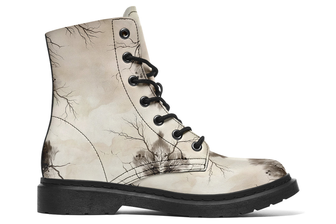 Deathmark Mandala Boots - Vegan Leather Doc-Style Boots with Durable Stitched on Soles