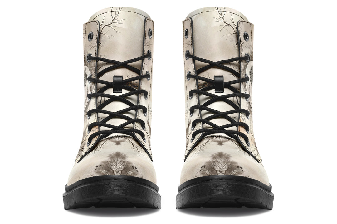 Deathmark Mandala Boots - Vegan Leather Doc-Style Boots with Durable Stitched on Soles