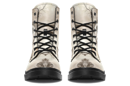 Deathmark Mandala Boots - Vegan Leather Doc-Style Boots with Durable Stitched on Soles