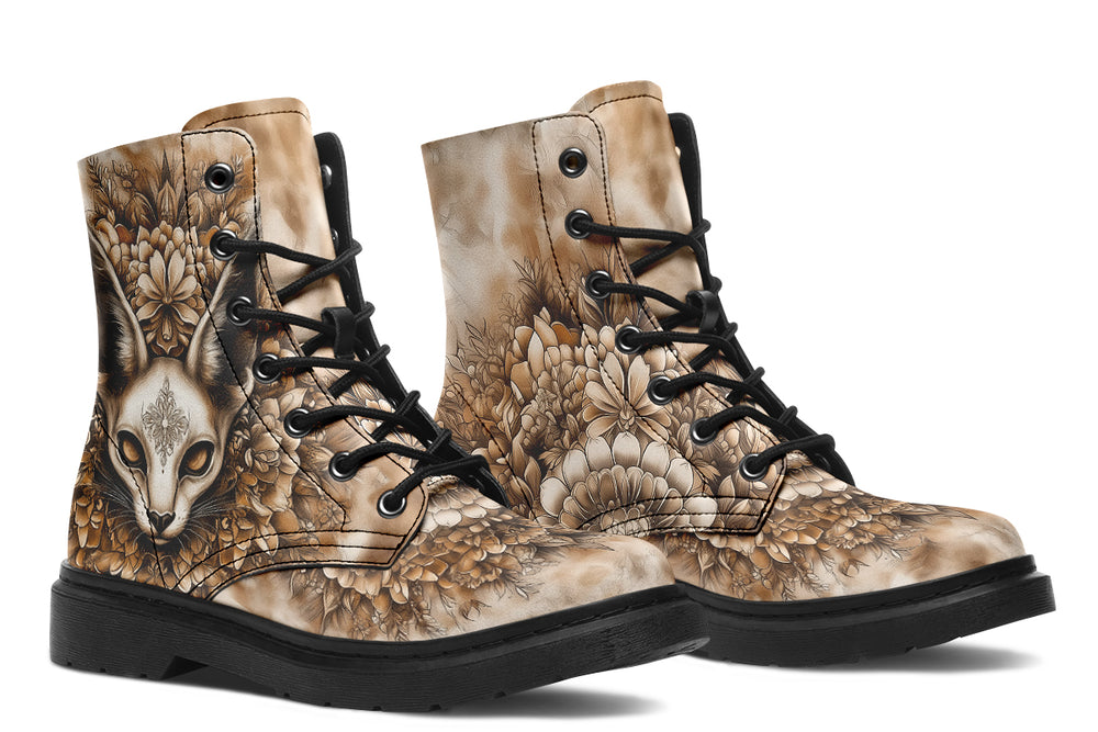 Deathwhisper Mandala Boots - Vegan Leather Doc-Style Boots with Durable Stitched on Soles