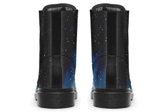 Deep Blue Boots - Vegan Leather Doc-Style Boots with Durable Stitched on Soles