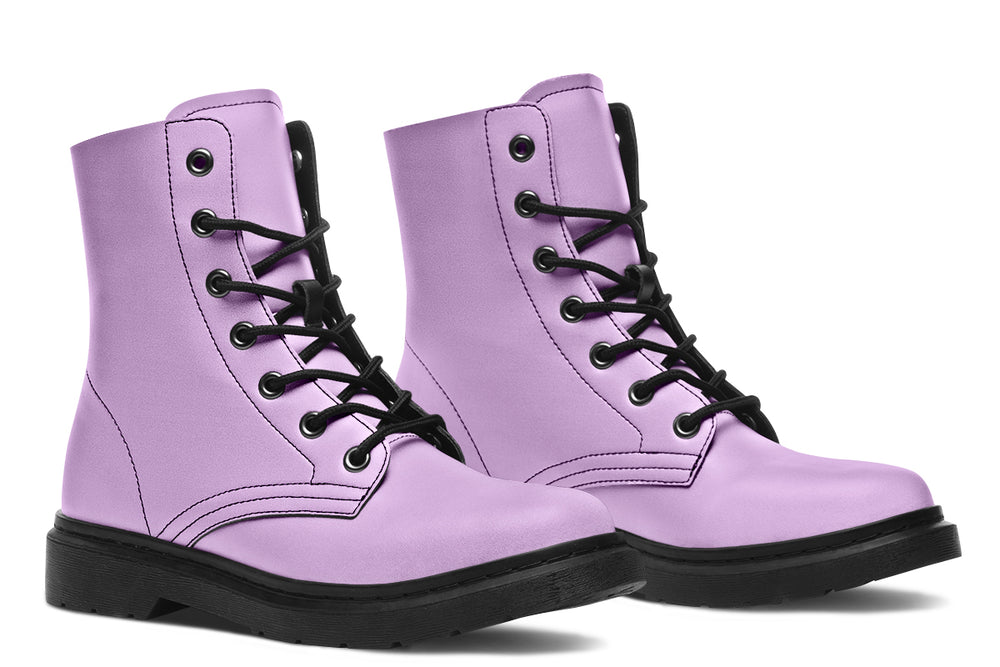Digital Lavender Boots - Vegan Leather Boots Lace-up Ankle Boots Purple Shoes
