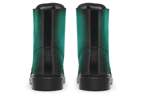 Enchanted Emerald Boots - Ankle Boots Lace-up Vegan Leather Galaxy Print Colorful Cruelty-Free Shoes
