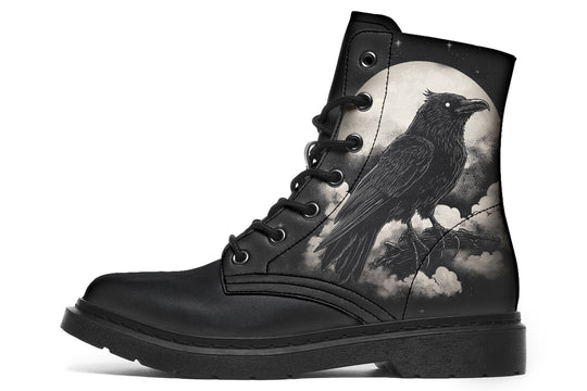 Doom Raven Boots - Vegan Leather Doc-Style Boots with Durable Stitched on Soles