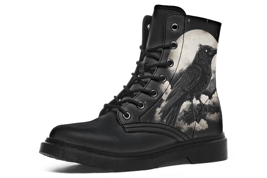 Doom Raven Boots - Vegan Leather Doc-Style Boots with Durable Stitched on Soles