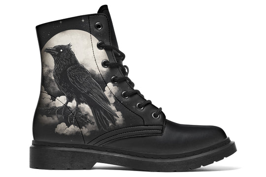 Doom Raven Boots - Vegan Leather Doc-Style Boots with Durable Stitched on Soles