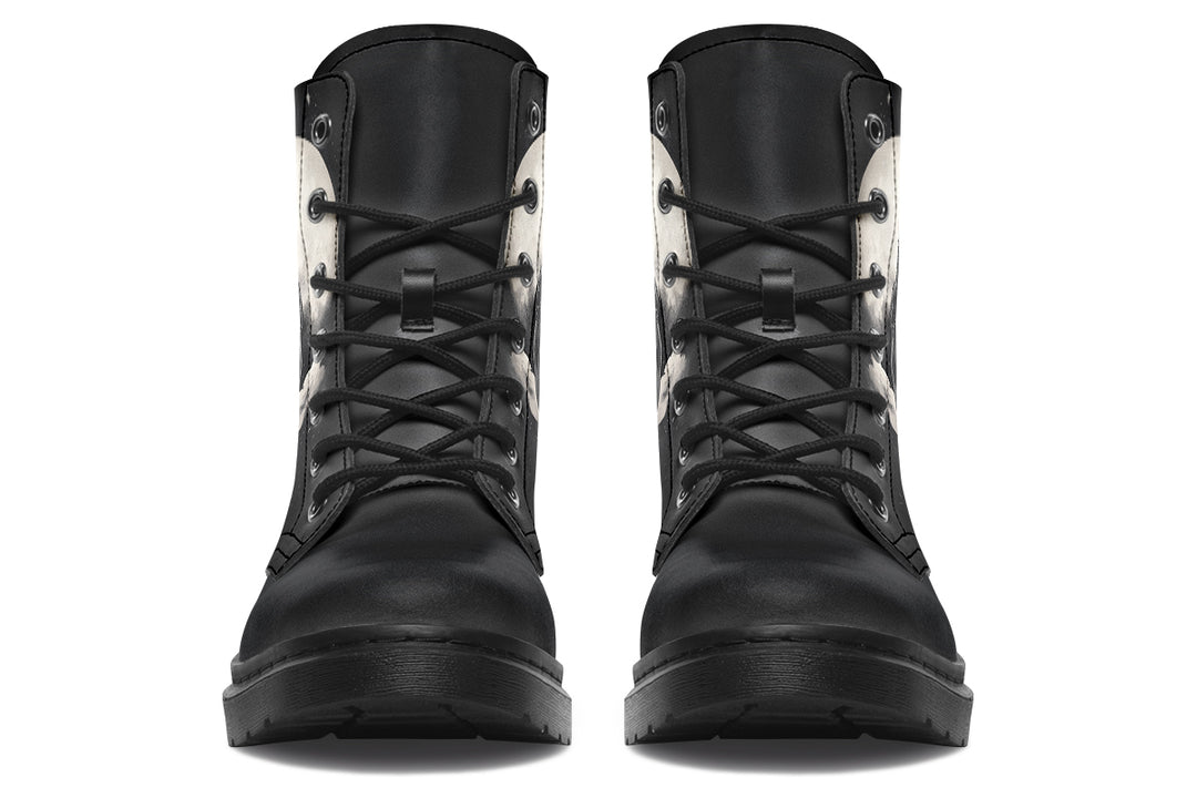 Doom Raven Boots - Vegan Leather Doc-Style Boots with Durable Stitched on Soles