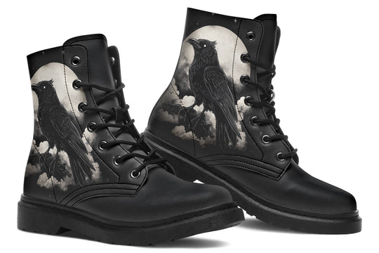 Doom Raven Boots - Vegan Leather Doc-Style Boots with Durable Stitched on Soles