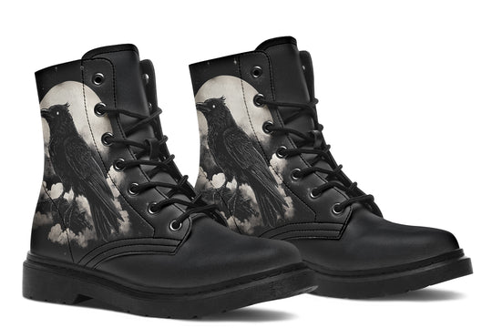 Doom Raven Boots - Vegan Leather Doc-Style Boots with Durable Stitched on Soles