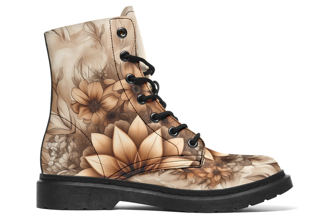 Dreadfang Mandala Boots - Vegan Leather Doc-Style Boots with Durable Stitched on Soles