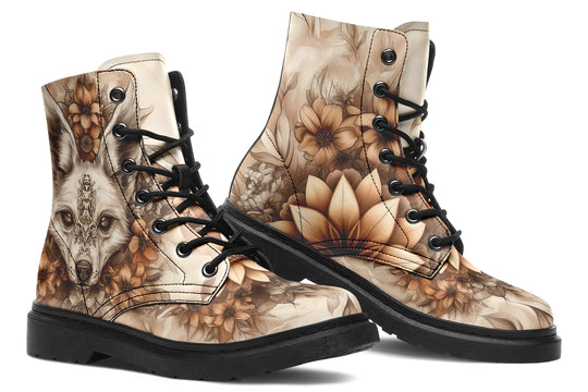 Dreadfang Mandala Boots - Vegan Leather Doc-Style Boots with Durable Stitched on Soles