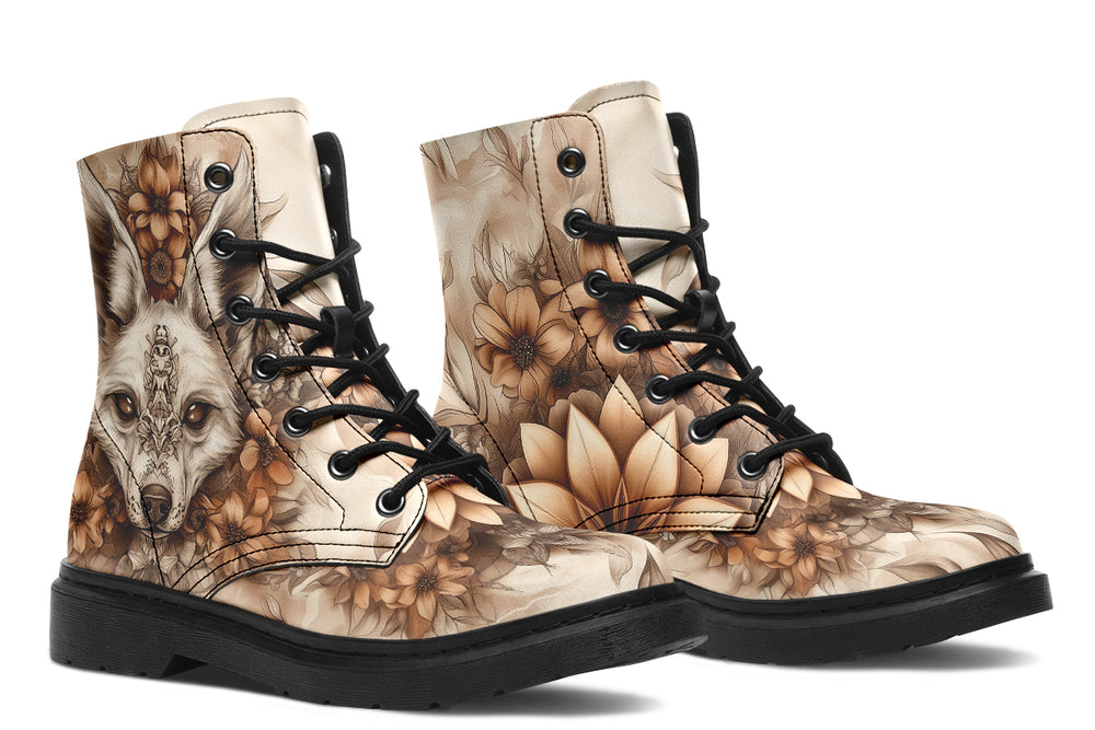 Dreadfang Mandala Boots - Vegan Leather Doc-Style Boots with Durable Stitched on Soles