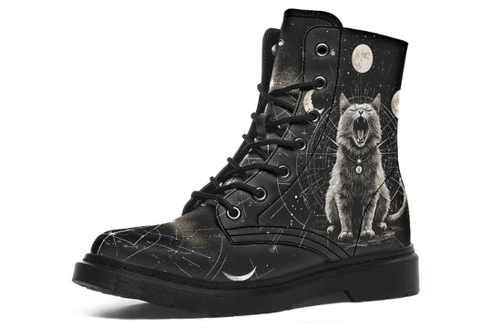 Eclipse Cat Boots - Vegan Leather Doc-Style Boots with Durable Stitched on Soles