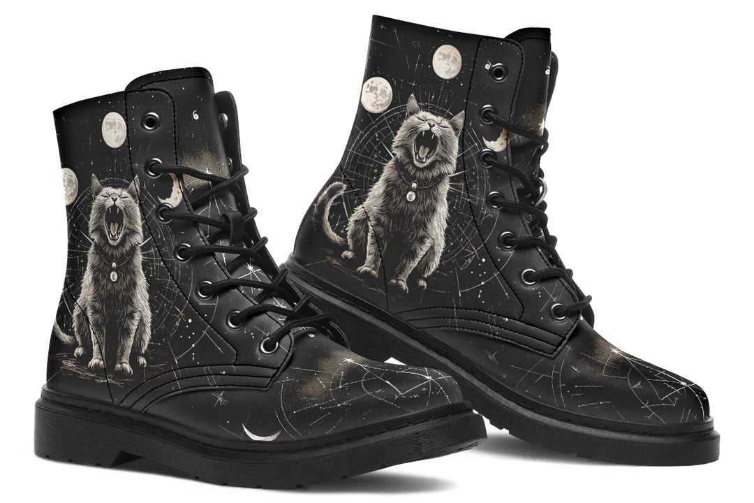 Eclipse Cat Boots - Vegan Leather Doc-Style Boots with Durable Stitched on Soles