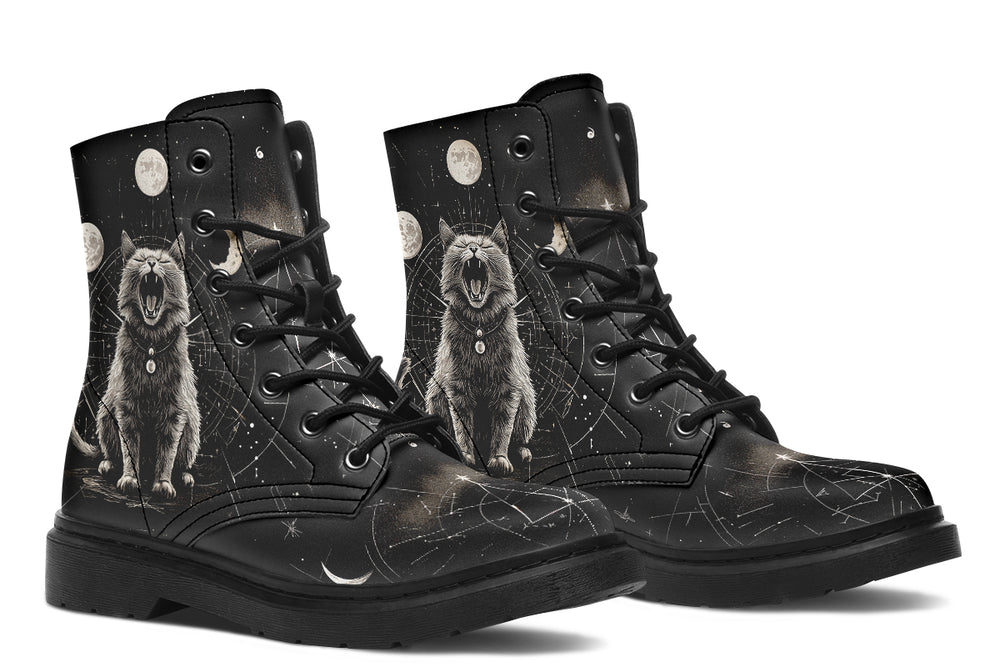 Eclipse Cat Boots - Vegan Leather Doc-Style Boots with Durable Stitched on Soles